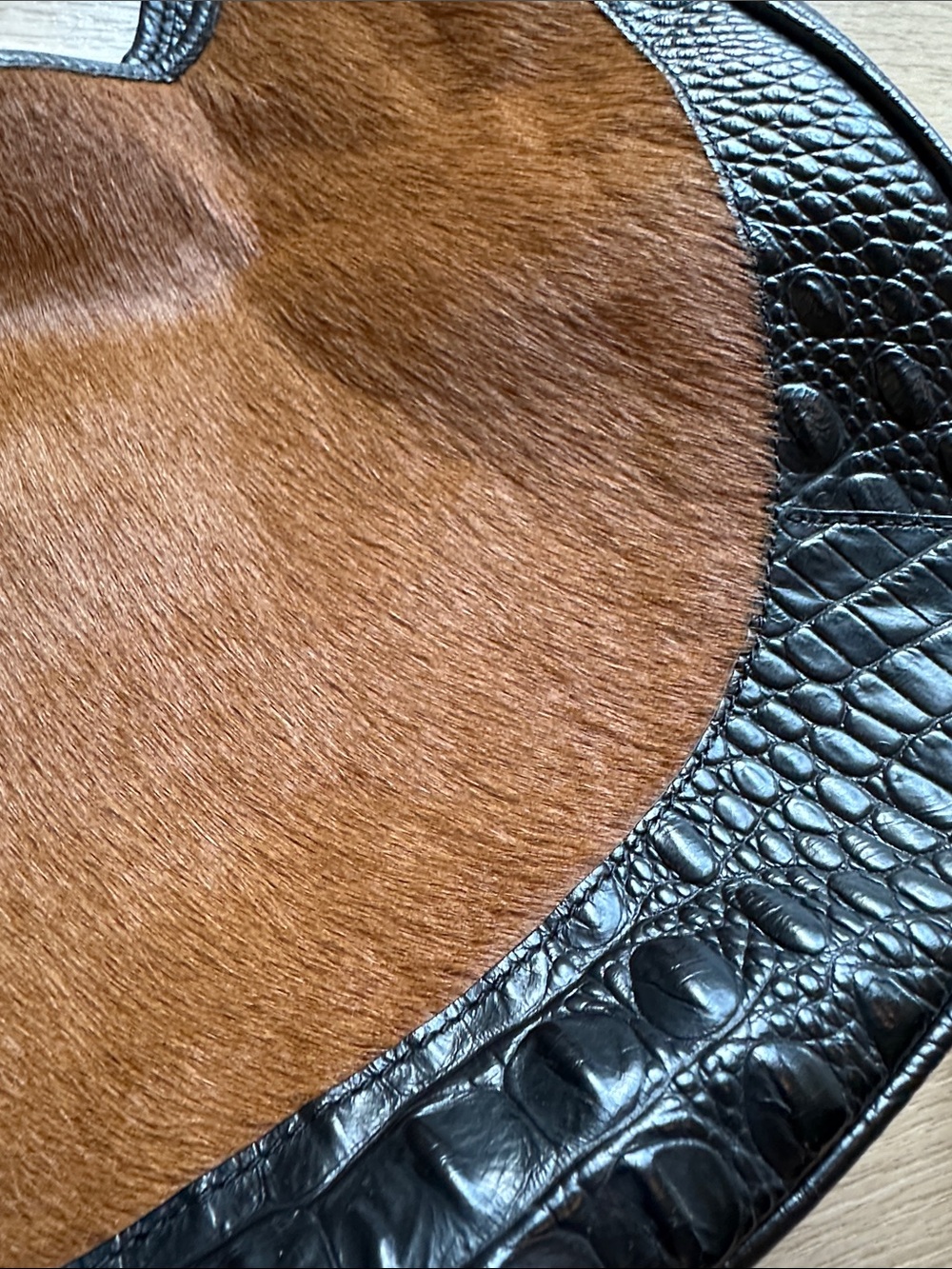 Brahmin Brown and Black Crescent Shoulder Bag with Gold Hardware - Picture 4 of 6